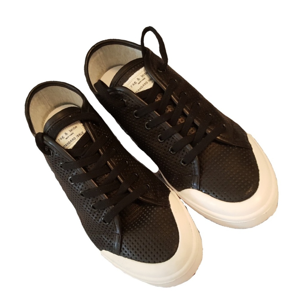 Rag & Bone Standard Issue Black Perforated Leather Sneakers 10.5 NWOT